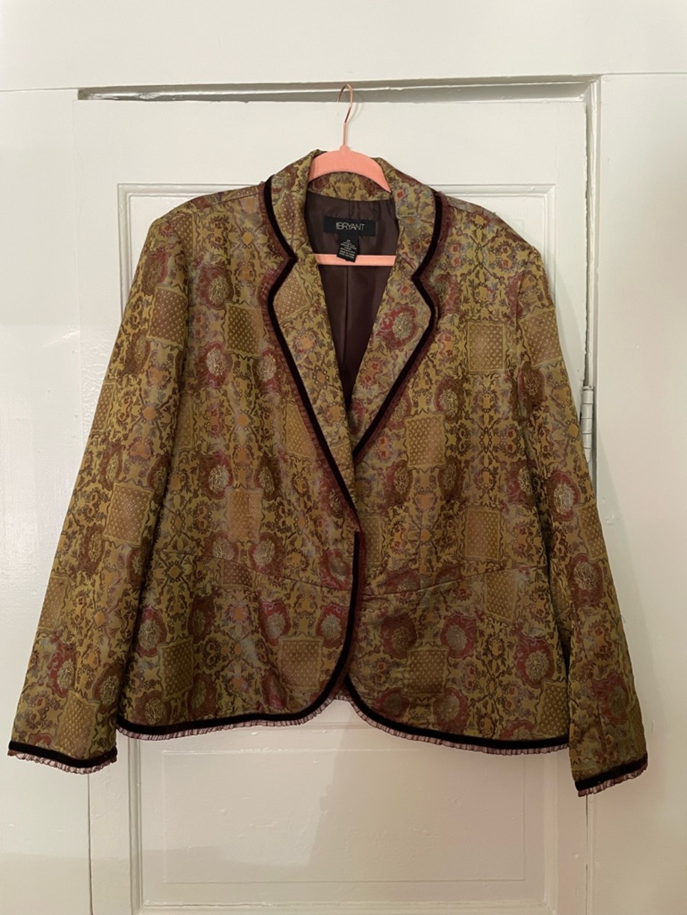 Vintage Lane Bryant Metallic Patterned Jacket with Lace Trim